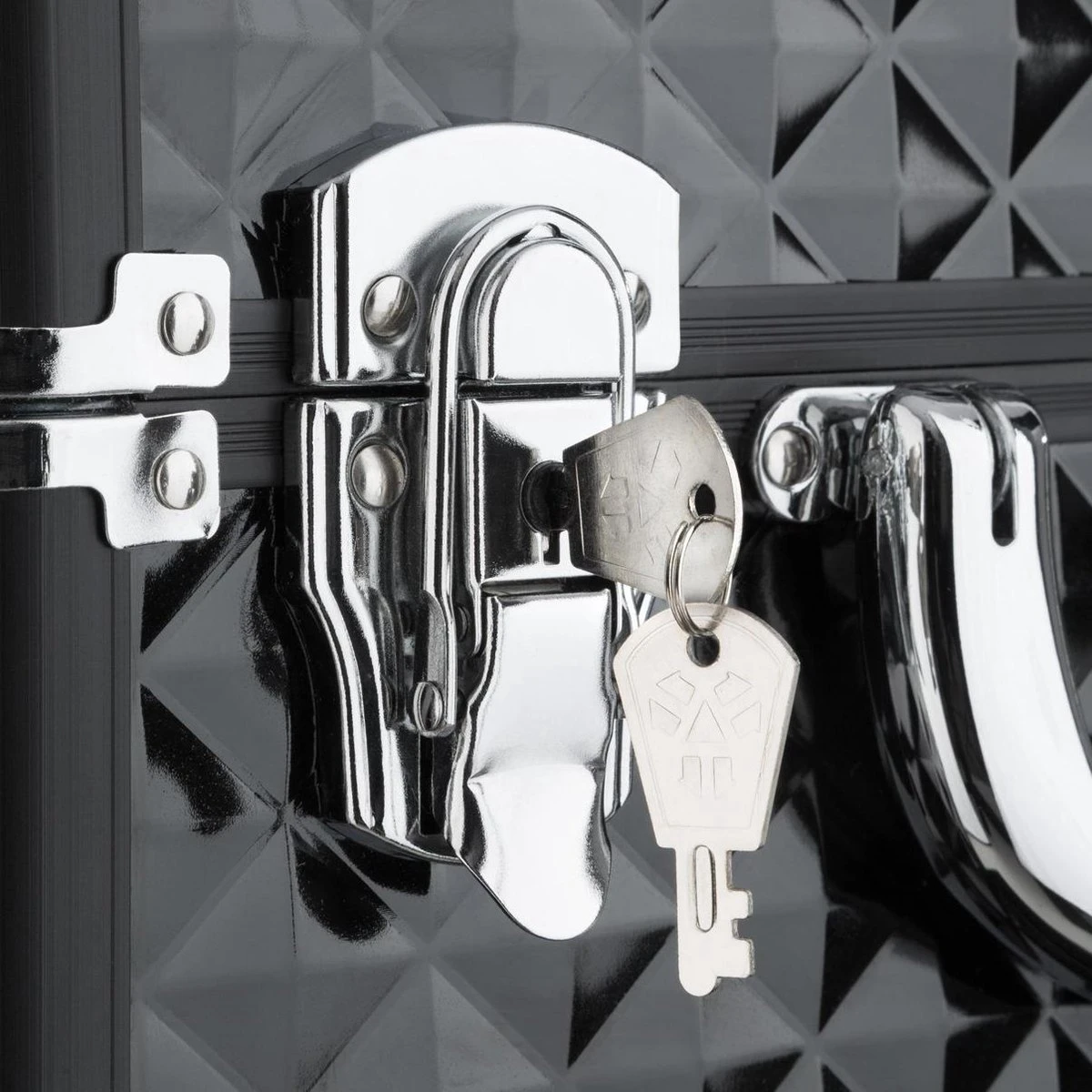 Dreamble Make-up Koffer - Make-up Trolley - Zwart - Rijdbaar - Met Wieltjes - Compact - 8 Vakken - Met Slot - 2 Sleutels - Afbeelding 6